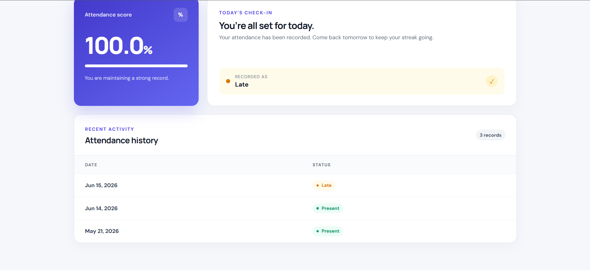 Attendance Tracker screenshot